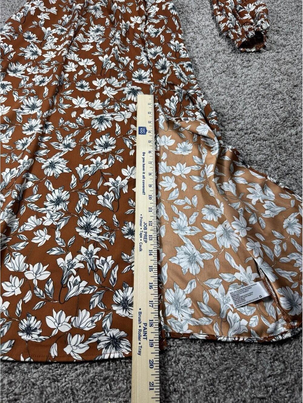 La Ligne Cottagecore Floral Maxi Dress Size M Rust Long Sleeve Boho - Picture 4 of 9